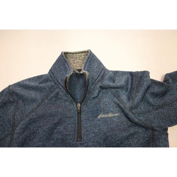 Eddie Bauer Camp Sweater 1/4 Zip Fleece Pullover Marled Blue Mens Size Medium - Picture 6 of 8